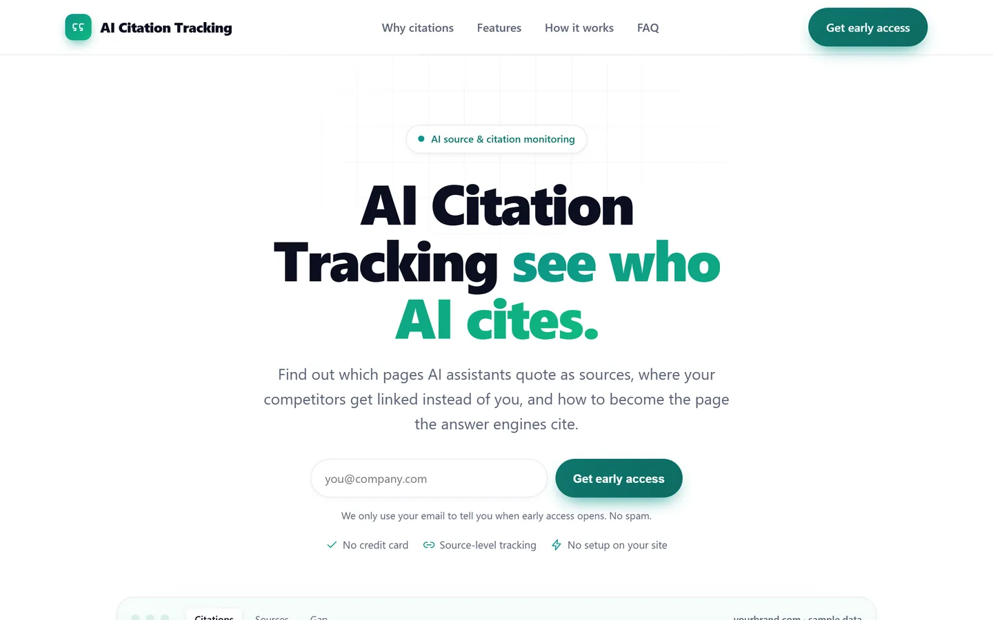 AI Citation Tracking homepage