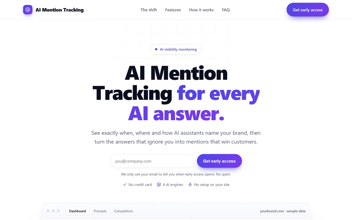AI Mention Tracking homepage