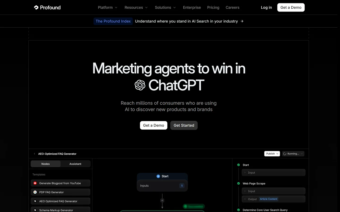 Profound homepage